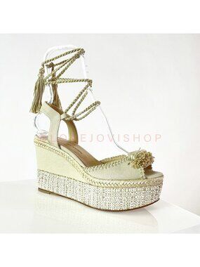 Feminine | Paul Andrew Sandals | Fringe Wedge Platform Canvas Rope | Coastal 9.5